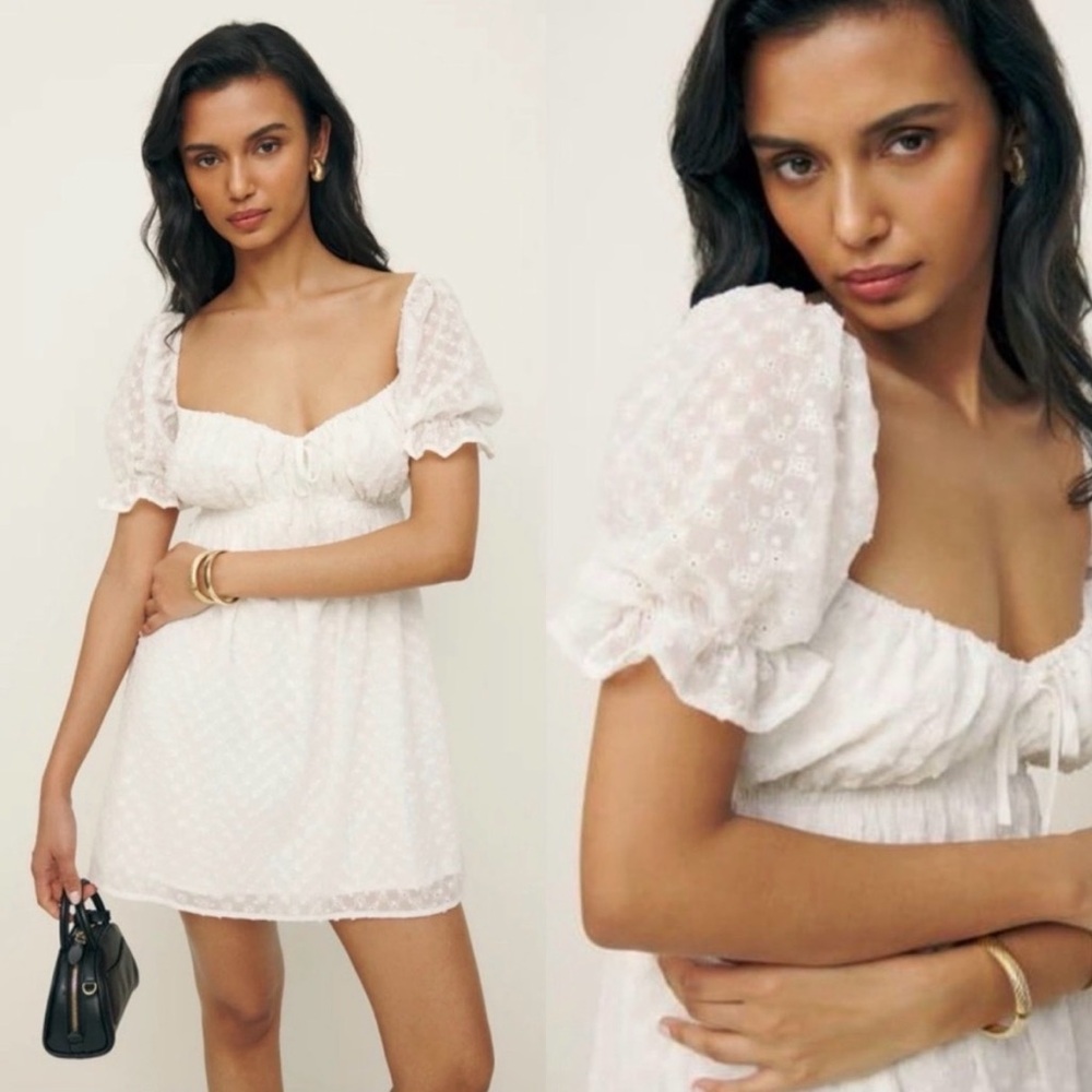 Reformation White Babydoll Mini Dress
